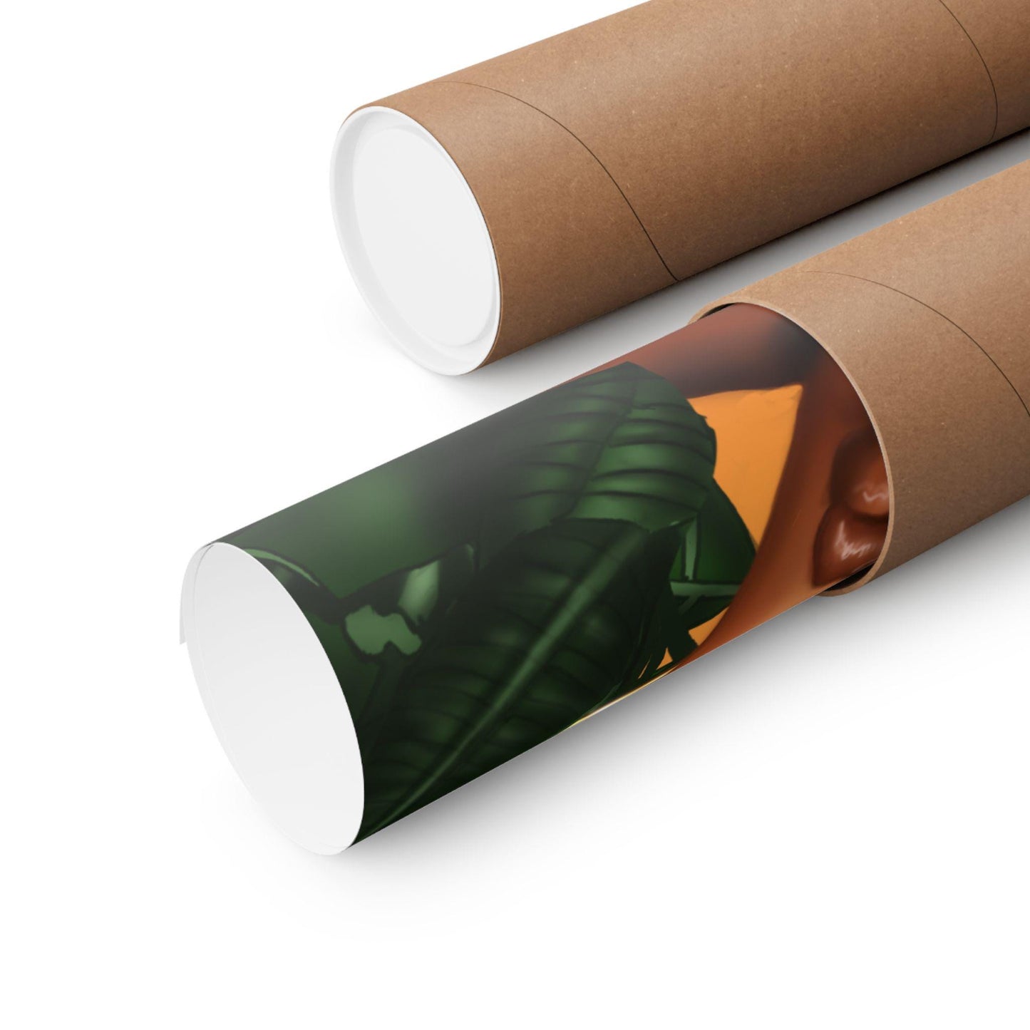 Black Art Matte Vertical Posters, African American Woman Home Decor, Orange & Green Tropical Jungle Plant Monstera, Office Wall Art, Matte