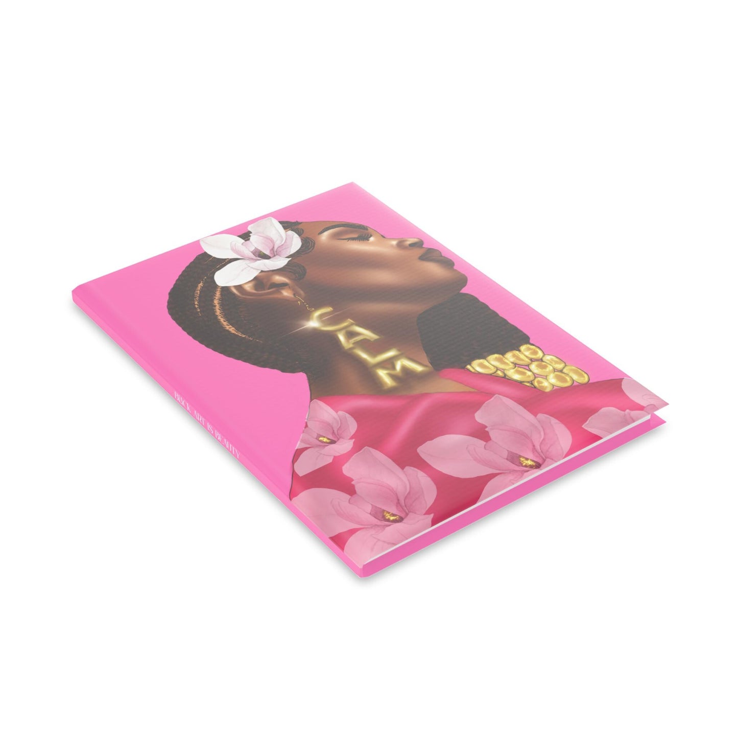 Black woman with braids hibiscus art Hardcover Notebook Sketchbook, Cute Journal for Writing, Inspirational Gift, Fabulous Gift for Her