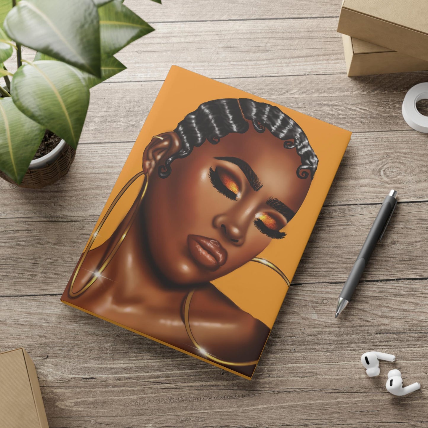 Black woman with finger waves art Hardcover Notebook Sketchbook, Cute Journal for Writing, Inspirational Gift, Fabulous Gift for Her