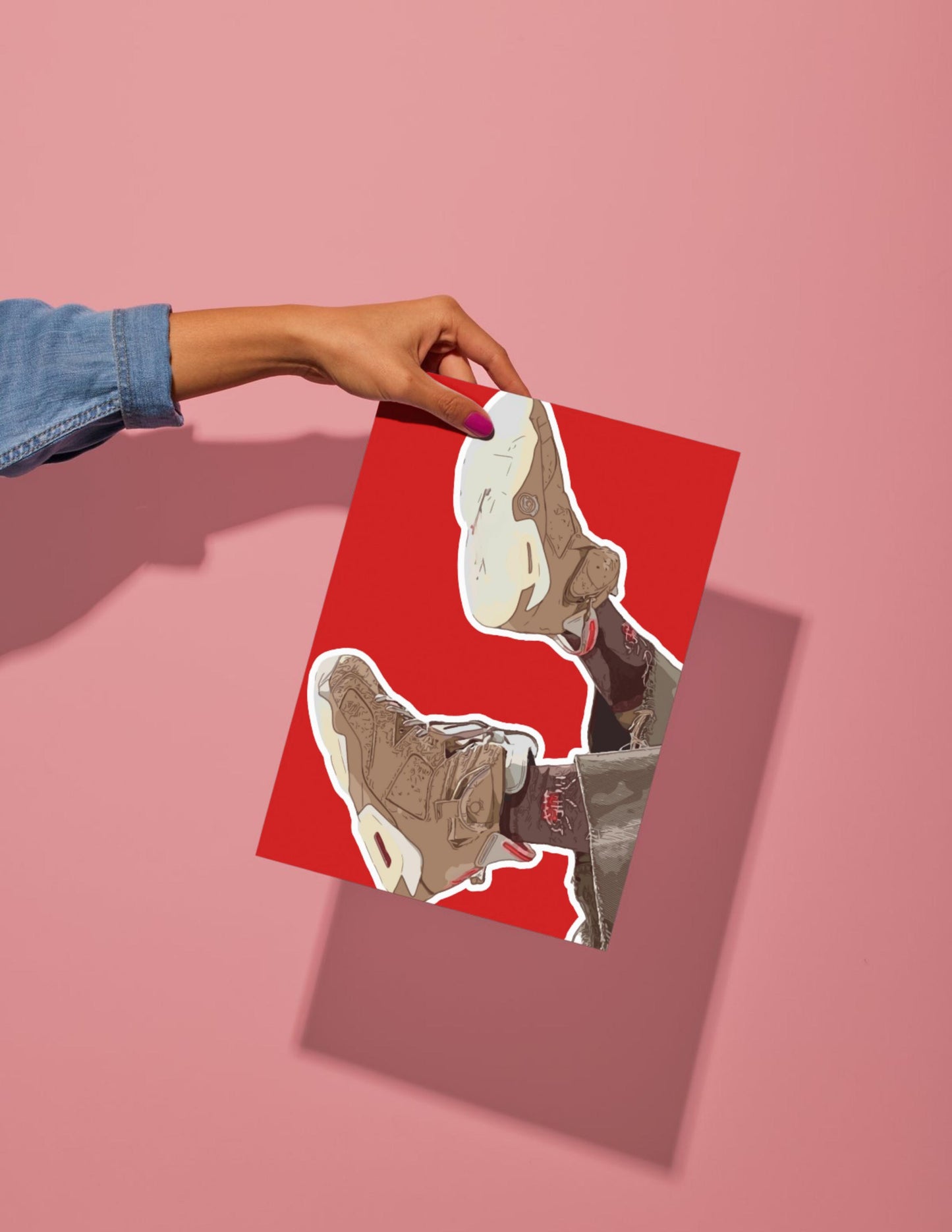 Bold line Sneaker Art Posters, African American Man Wall Decor, Matte Vertical Prints, Red Home Decoration, Fashion Art, Sneaker Art ,custom