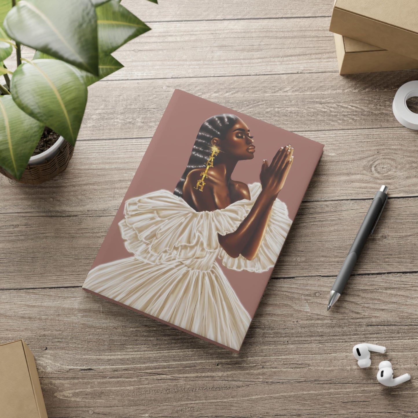 Black woman worshipping god art Hardcover Notebook Sketchbook, Cute Journal for Writing, Inspirational Gift, Fabulous Gift for Her