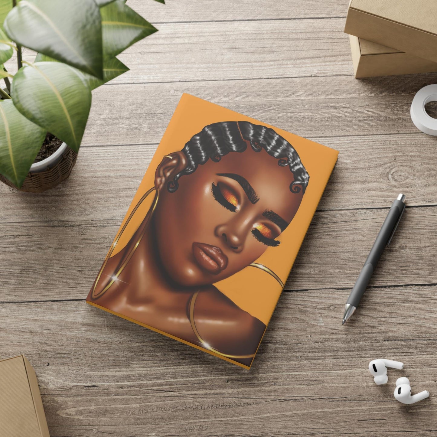Black woman with finger waves art Hardcover Notebook Sketchbook, Cute Journal for Writing, Inspirational Gift, Fabulous Gift for Her