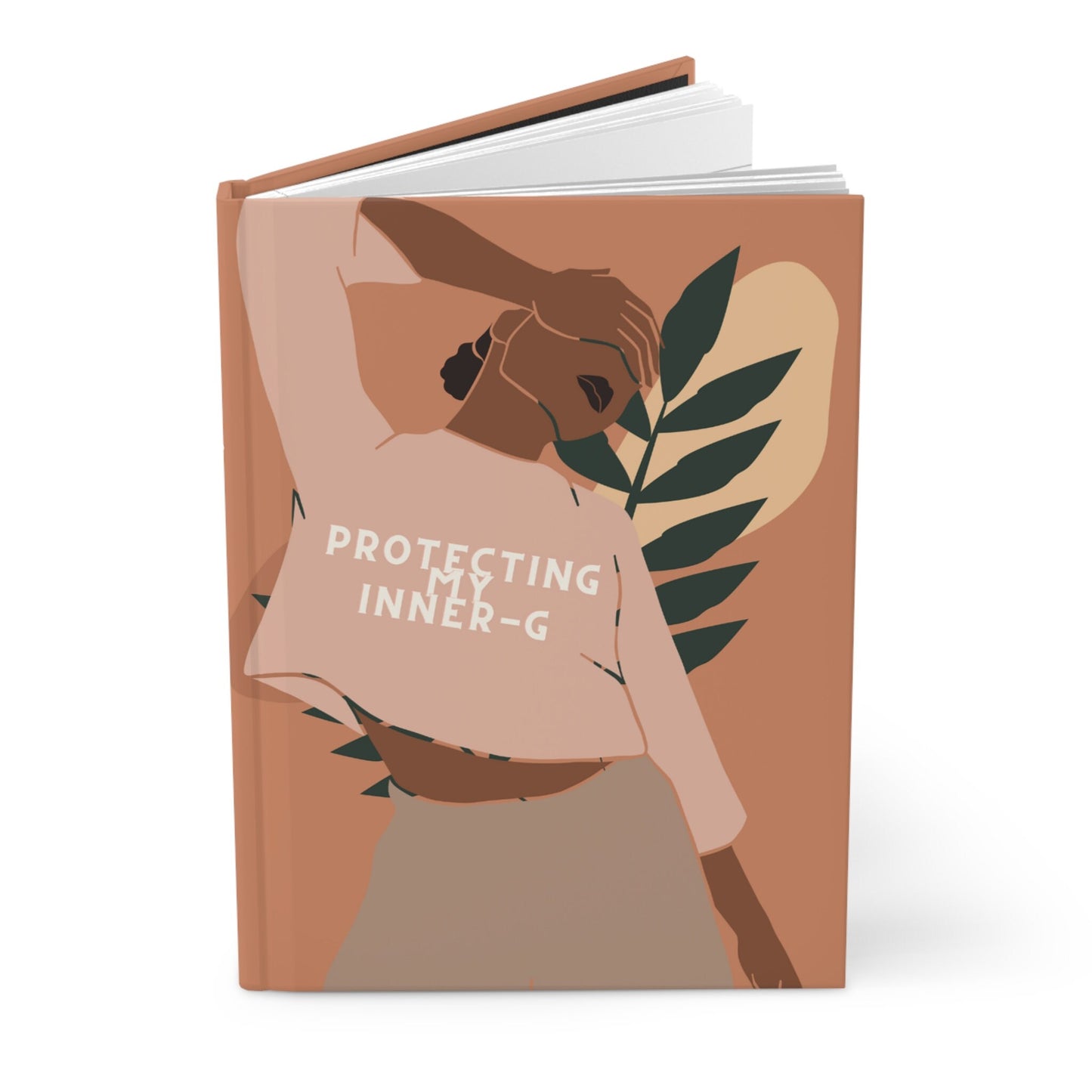 Protecting My Inner-G Boho leaves art Hardcover Journal Matte, Black Art Journal ,positive quote journal , self help book,self work book