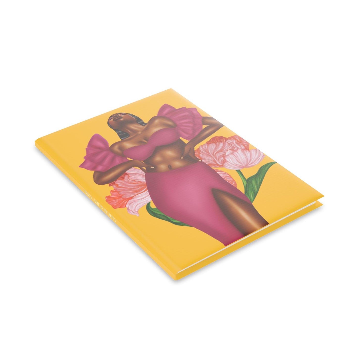 Black woman and spring flowers art Hardcover Notebook, Cute Journal for Writing, Inspirational Gift, Art sketchbook, Fabulous Gift for Her
