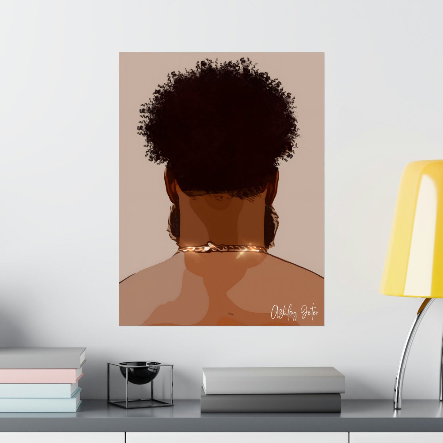Fade barbershop art Matte Vertical Posters, black hair artwork, black woman wall art, biege art, black man art, art for barbershop