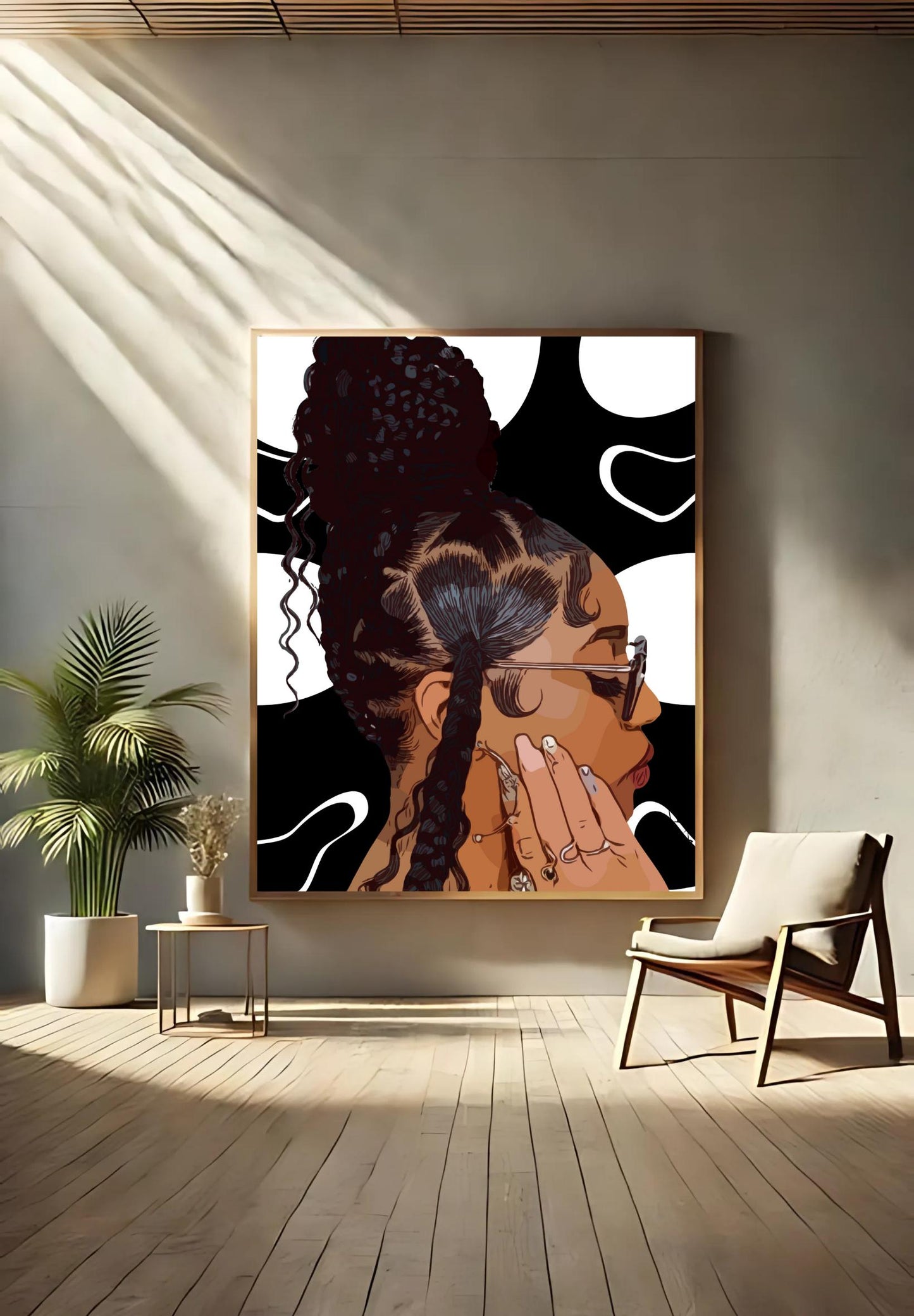 Braids 2 black and white abstract black hair art Matte Vertical Posters,, black woman wall art, brown abstract art, black girl art