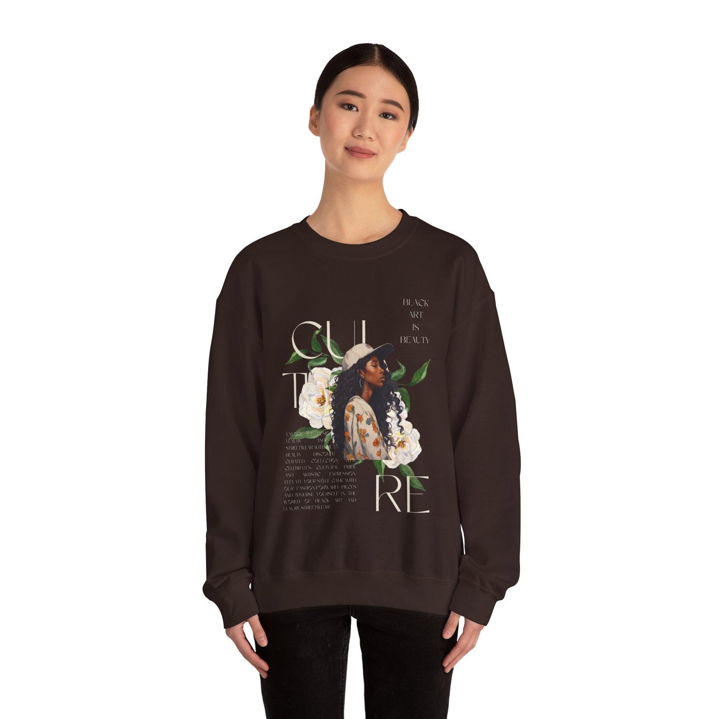 Black art culture vintage Unisex Heavy Blend™ Crewneck Sweatshirt, vintage, holiday sweatshirt, black art graphics on Sweatshirt