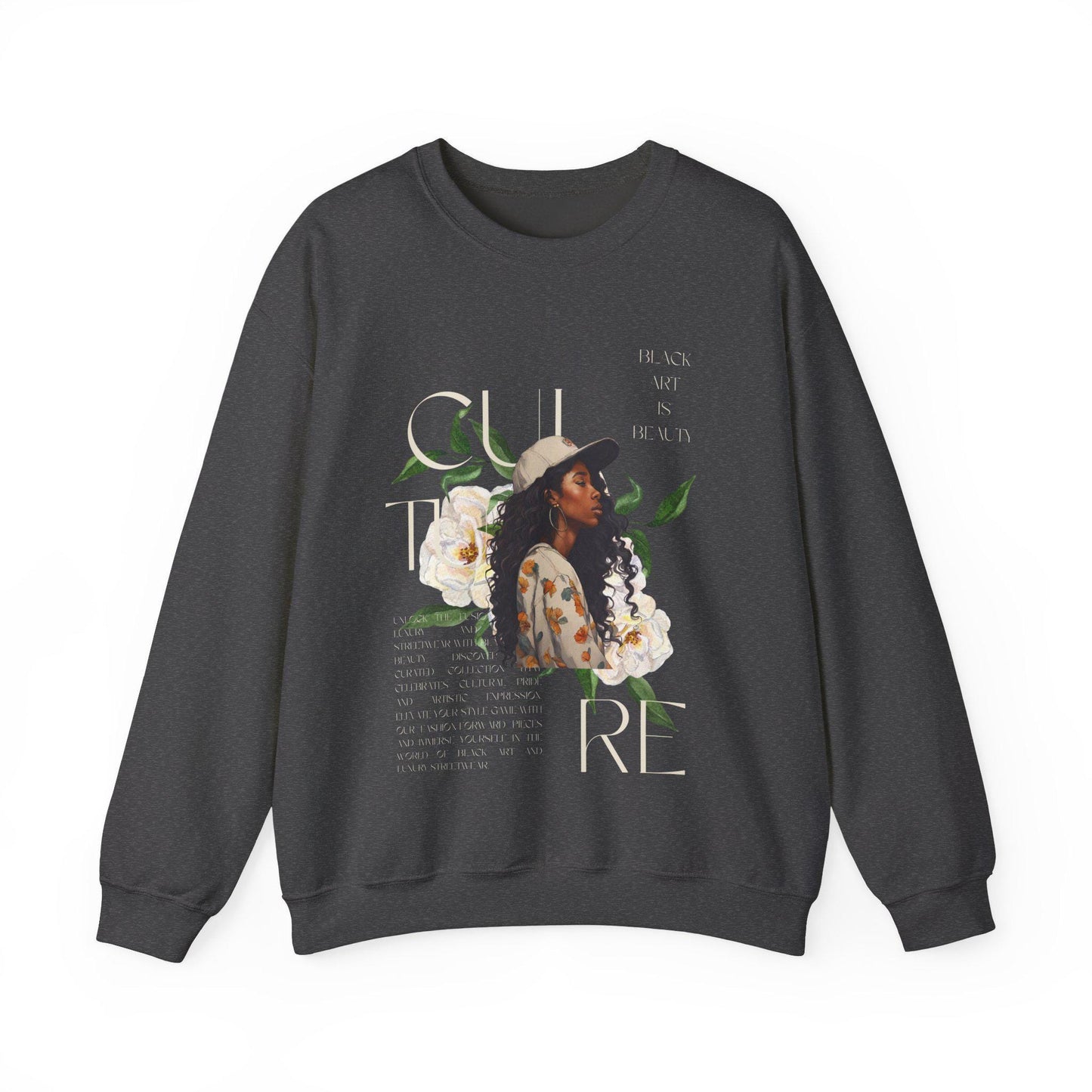 Black art culture vintage Unisex Heavy Blend™ Crewneck Sweatshirt, vintage, holiday sweatshirt, black art graphics on Sweatshirt