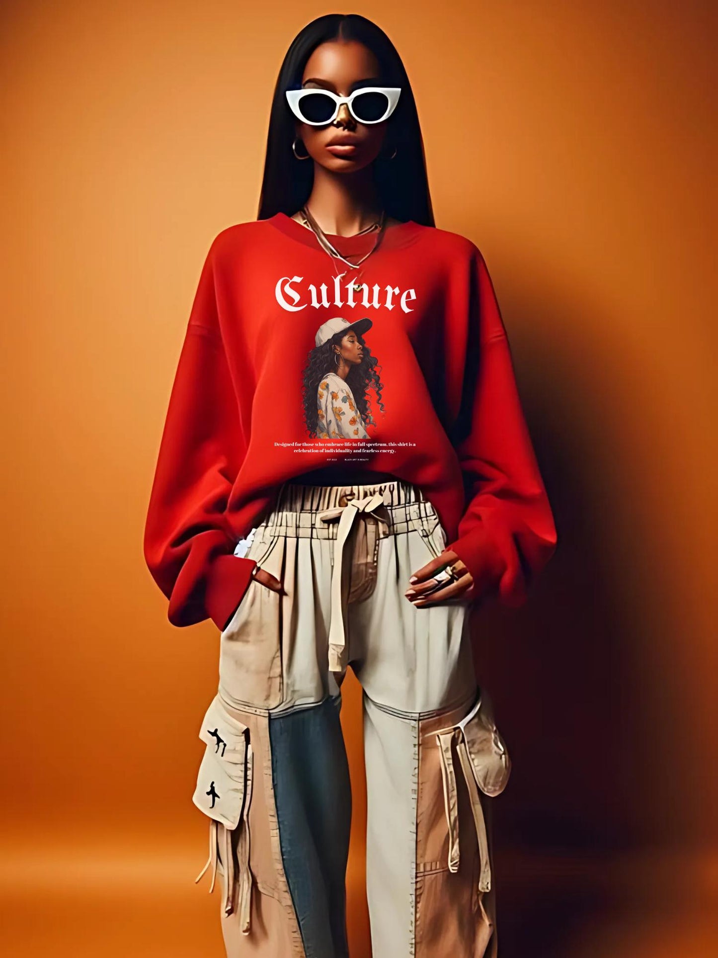Black art culture vintage Unisex Heavy Blend™ Crewneck Sweatshirt, vintage, holiday sweatshirt, black art graphics on Sweatshirt