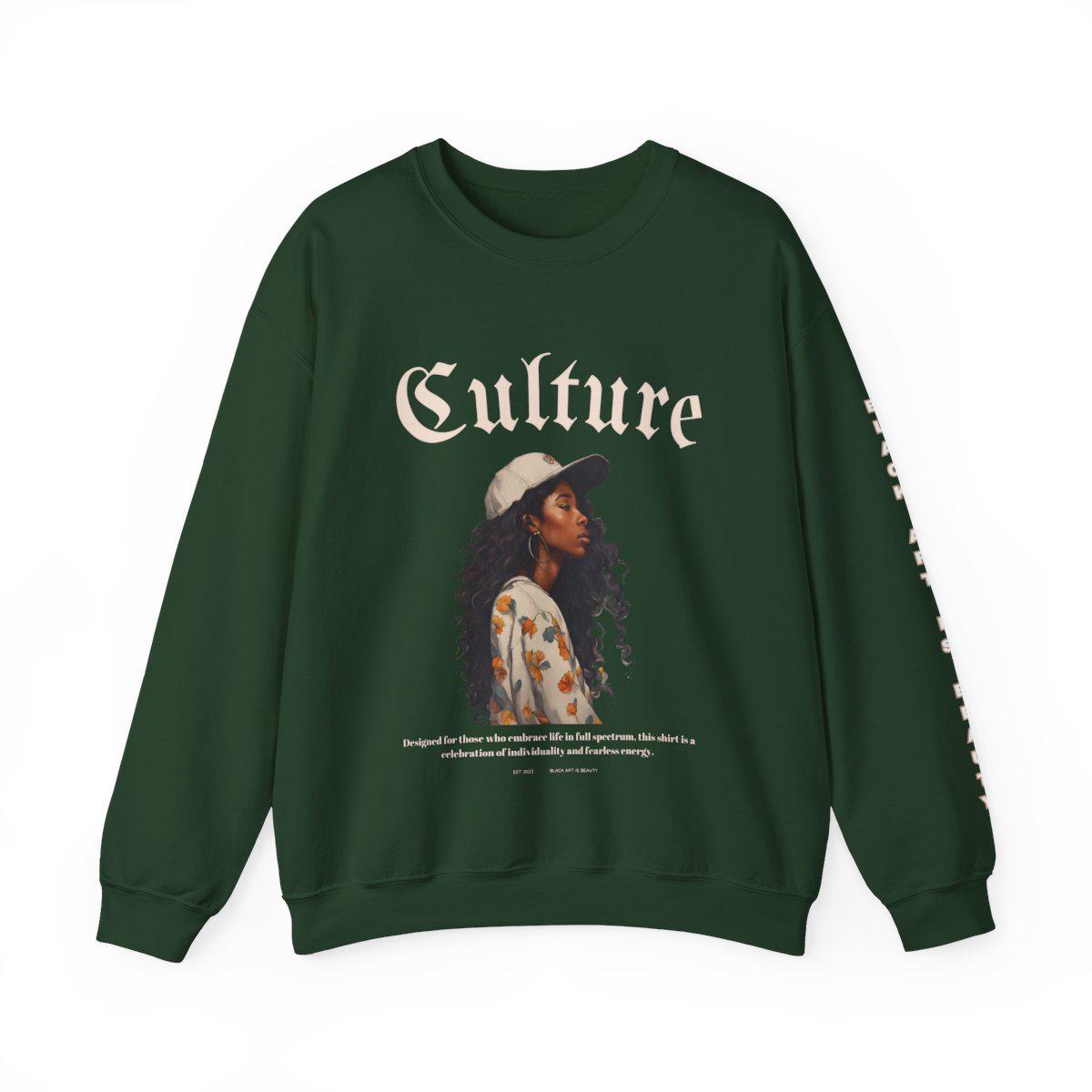 Black art culture vintage Unisex Heavy Blend™ Crewneck Sweatshirt, vintage, holiday sweatshirt, black art graphics on Sweatshirt