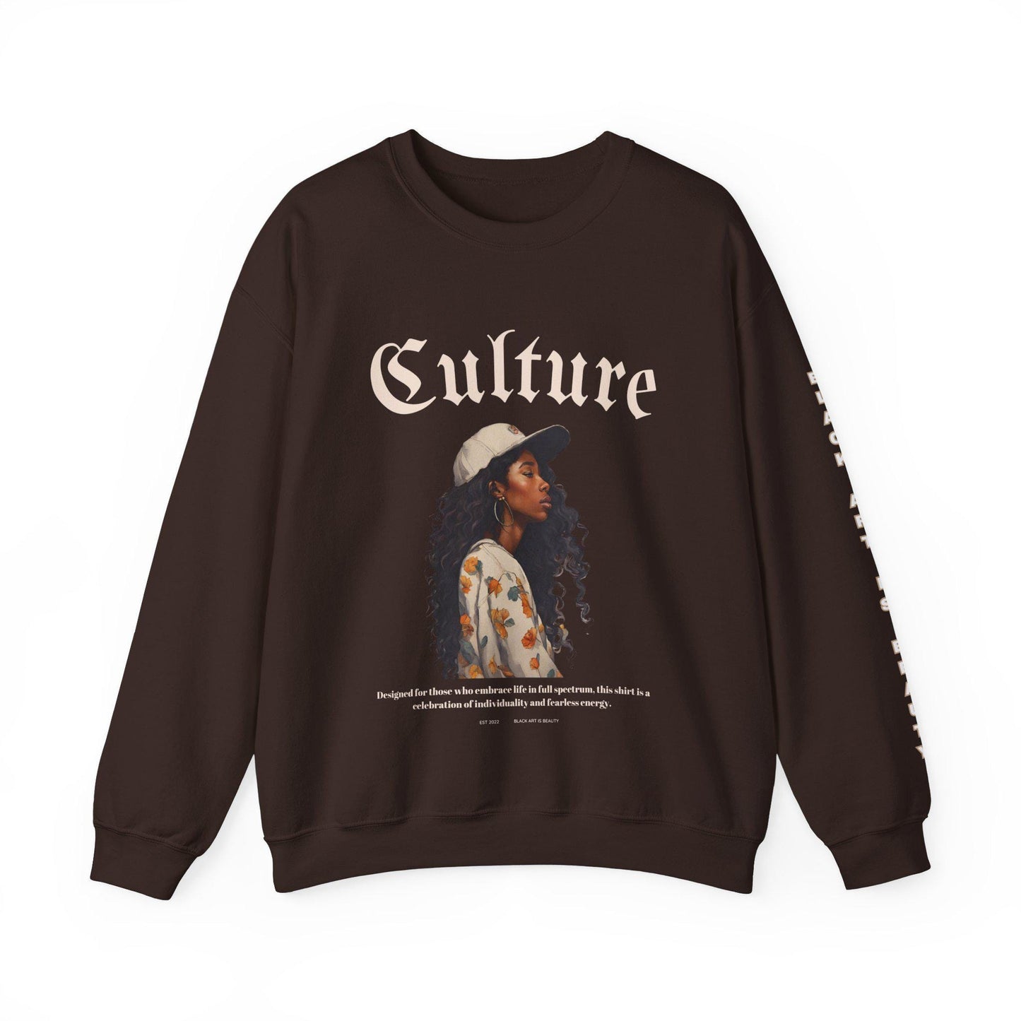 Black art culture vintage Unisex Heavy Blend™ Crewneck Sweatshirt, vintage, holiday sweatshirt, black art graphics on Sweatshirt