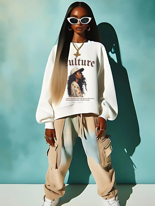 Black art culture vintage Unisex Heavy Blend™ Crewneck Sweatshirt, vintage, holiday sweatshirt, black art graphics on Sweatshirt