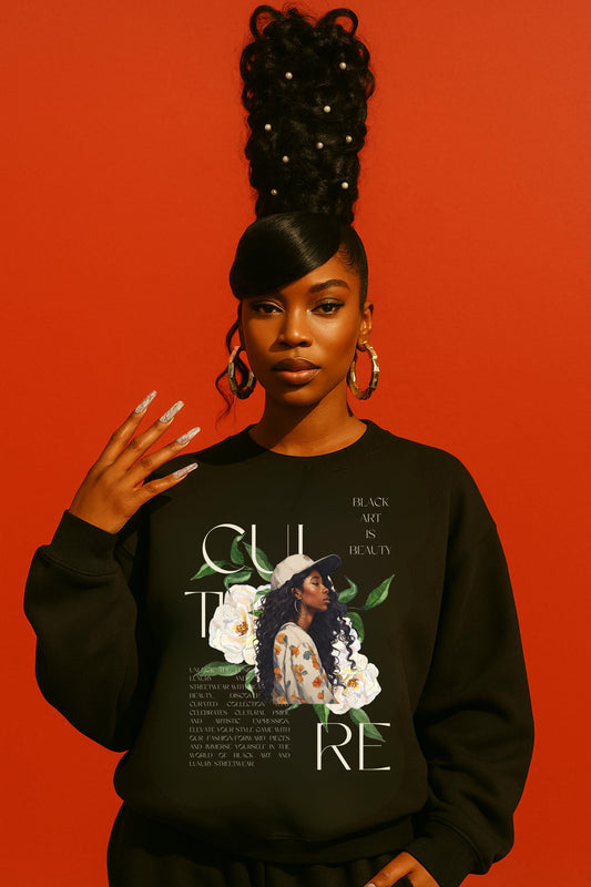 Black art culture vintage Unisex Heavy Blend™ Crewneck Sweatshirt, vintage, holiday sweatshirt, black art graphics on Sweatshirt