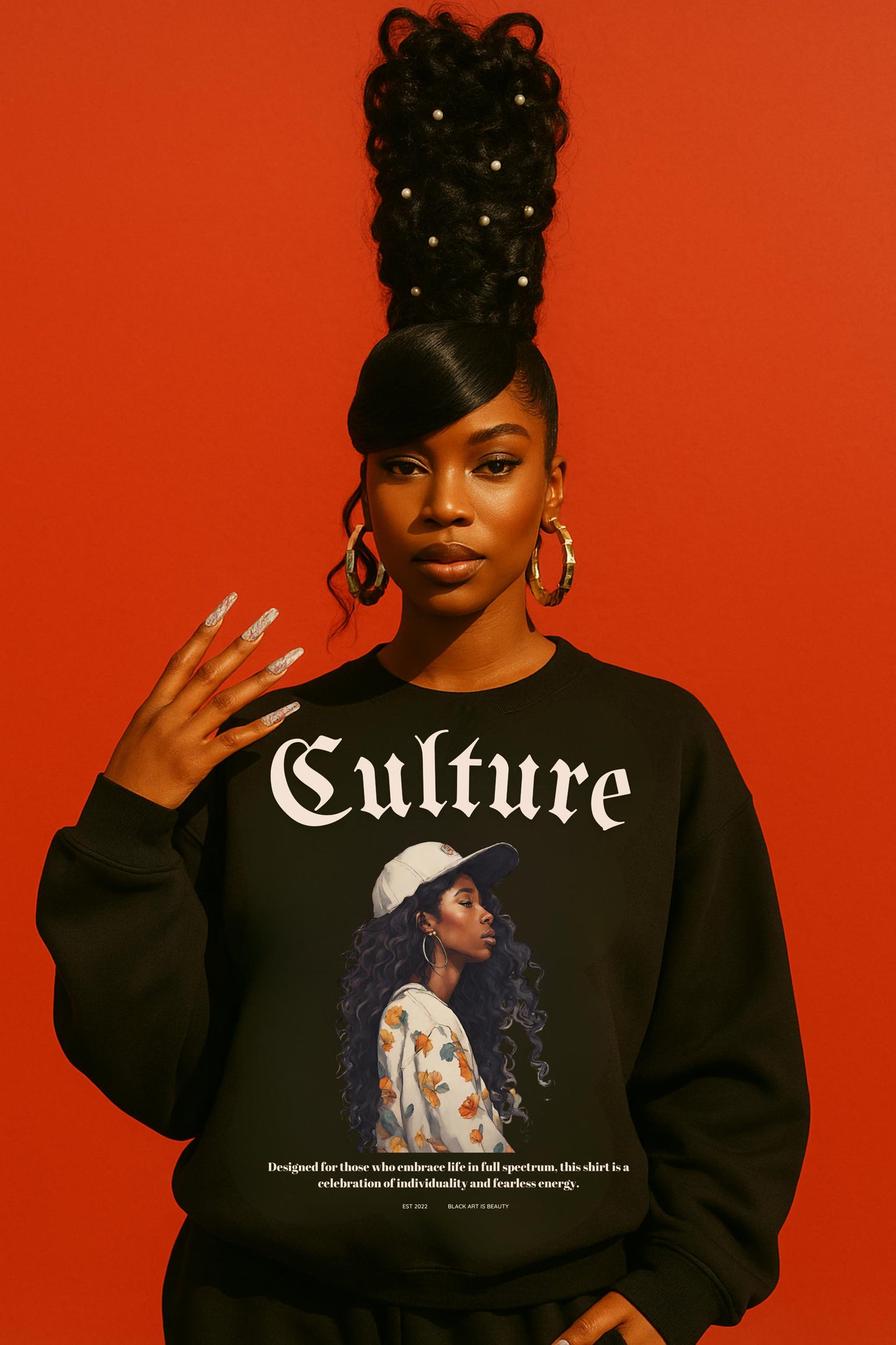 Black art culture vintage Unisex Heavy Blend™ Crewneck Sweatshirt, vintage, holiday sweatshirt, black art graphics on Sweatshirt