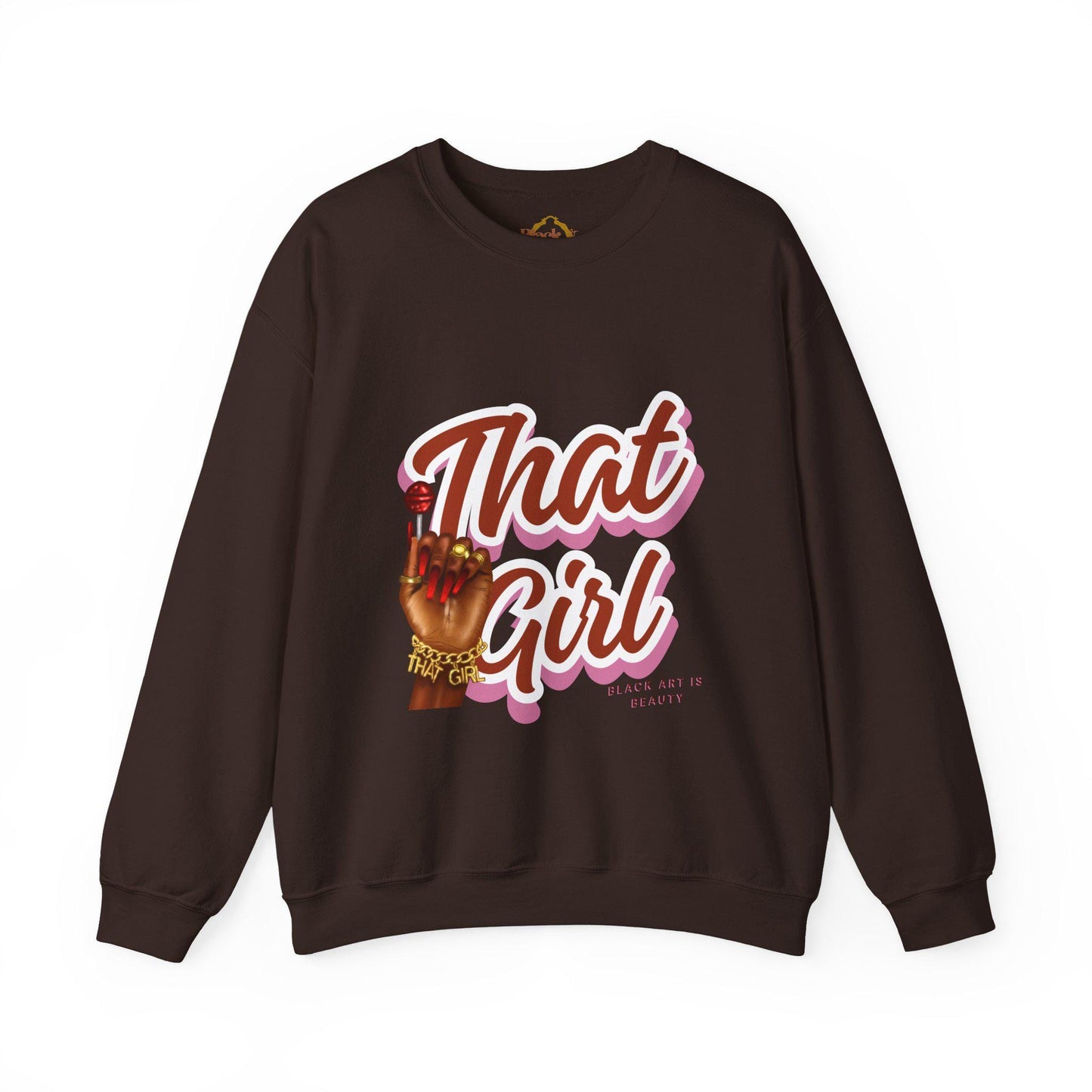 That Girl Graphic Sweatshirt | Heavy Blend Crewneck for Black Women | Empowering Black Girl Magic | Cozy, Faith & Success-Inspired Apparel