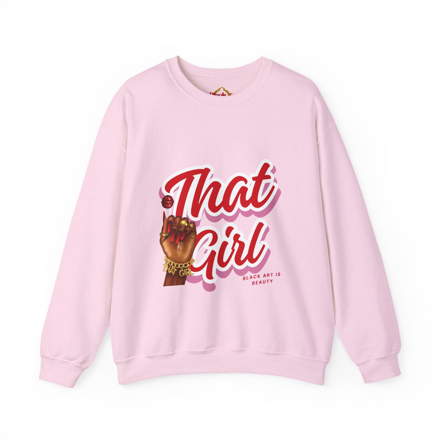 That Girl Graphic Sweatshirt | Heavy Blend Crewneck for Black Women | Empowering Black Girl Magic | Cozy, Faith & Success-Inspired Apparel