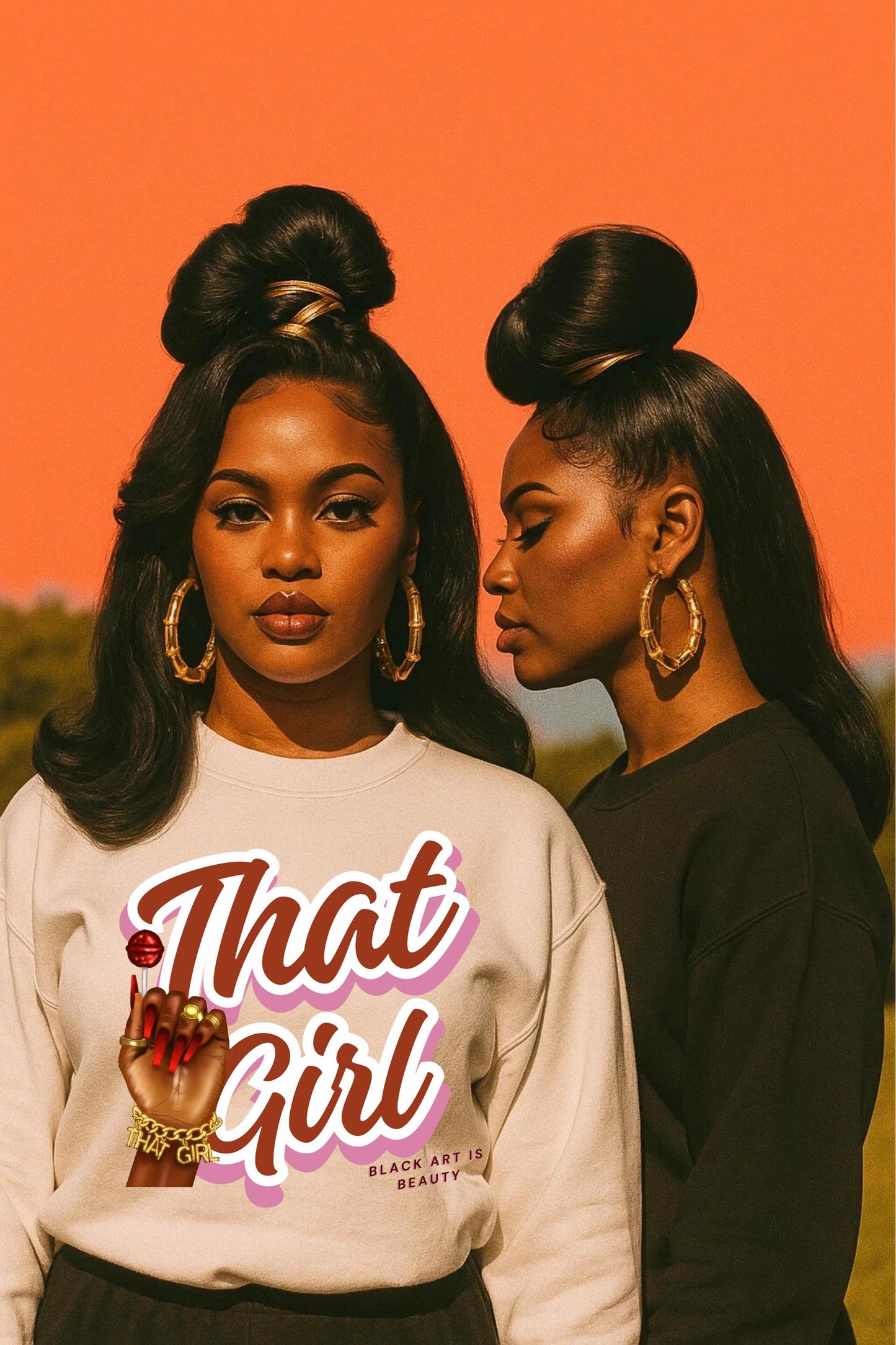 That Girl Graphic Sweatshirt | Heavy Blend Crewneck for Black Women | Empowering Black Girl Magic | Cozy, Faith & Success-Inspired Apparel