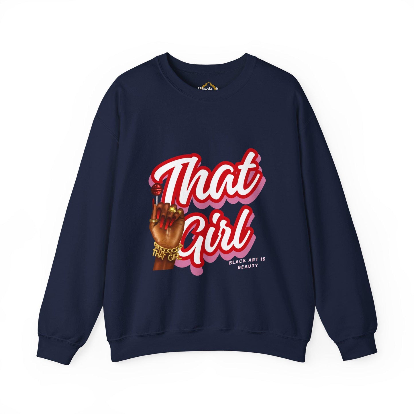 That Girl Graphic Sweatshirt | Heavy Blend Crewneck for Black Women | Empowering Black Girl Magic | Cozy, Faith & Success-Inspired Apparel