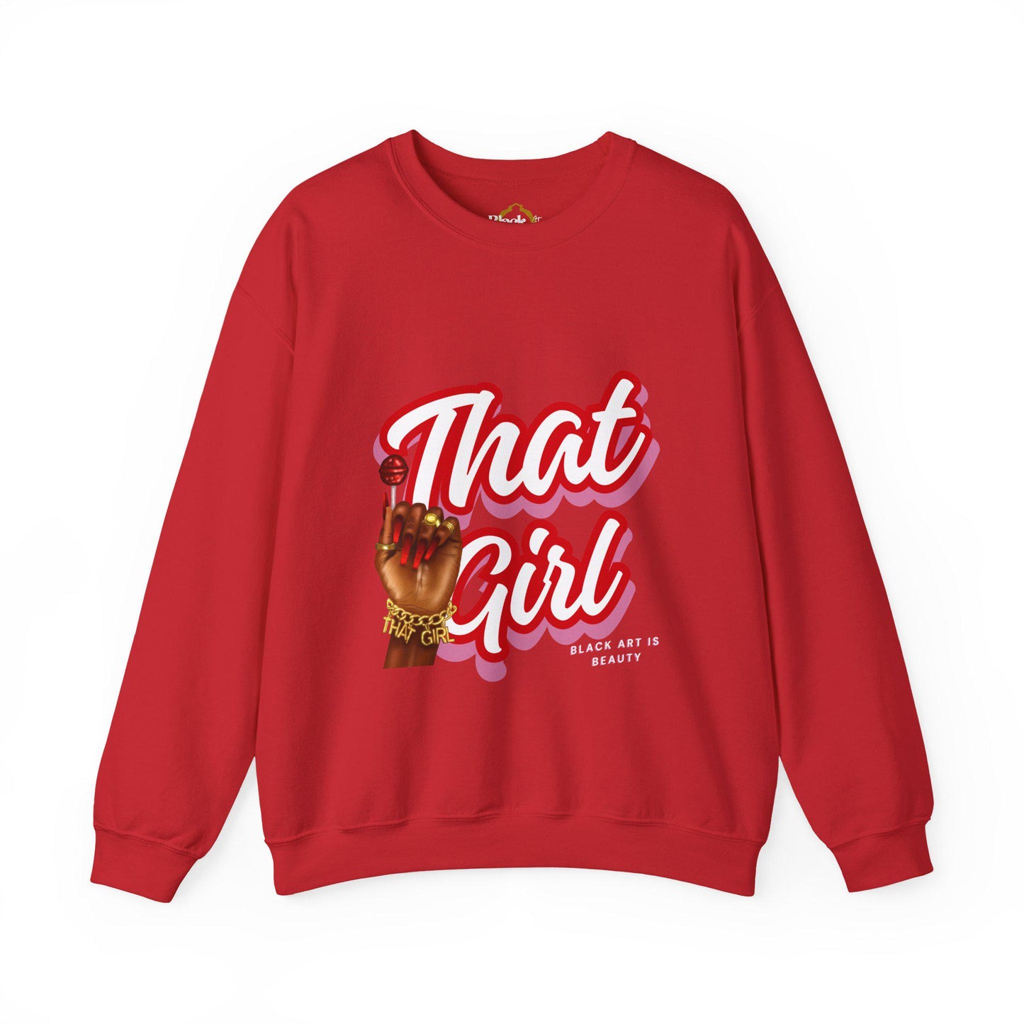 That Girl Graphic Sweatshirt | Heavy Blend Crewneck for Black Women | Empowering Black Girl Magic | Cozy, Faith & Success-Inspired Apparel