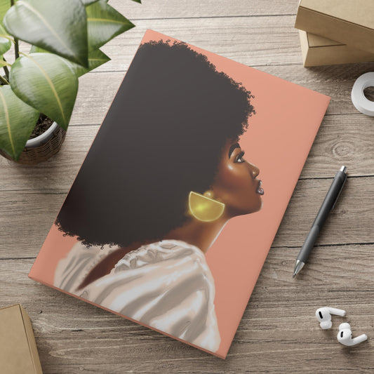 black woman with Afro art Hardcover Notebook , Cute Journal for Writing, Inspirational Gift, Art sketchbook, Fabulous Gift for Her