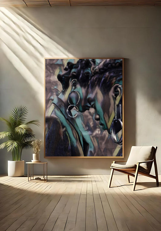 Abstract sisters Black Girl Art Matte Vertical Posters, African American Woman Wall Decor, abstract art