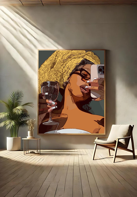 Me time Self care towel black girl art Premium Matte Vertical Posters, self care artwork, black woman wall art, brown art, black girl art