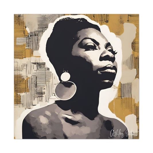 African Abstract Nina Simone painting , abstract canvas wall art, canvas wall art for home, wall art for office, Nina Simone painting