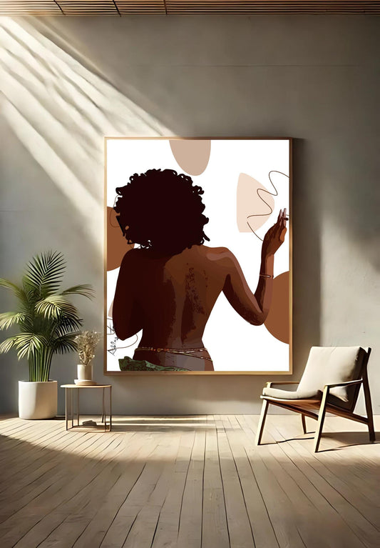 Mary Jane brown abstract art black woman Premium Matte Vertical Posters, sage artwork, black woman wall art ,brown art,  locs artwork