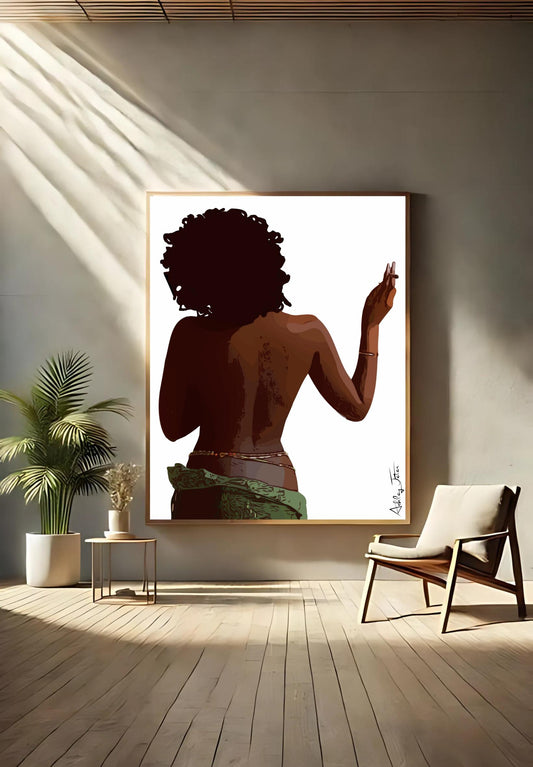 Mary Jane sage art black woman Premium Matte Vertical Posters, sage artwork, black woman wall art ,brown art,  locs artwork