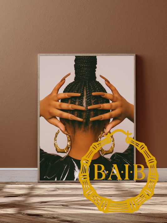 Braids and nails black hair salon photography poster