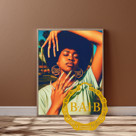 That Girl Era :Regal Glow black woman with Afro Photography Matte Vertical Posters, Gordon Parks Inspired, nail photography Art