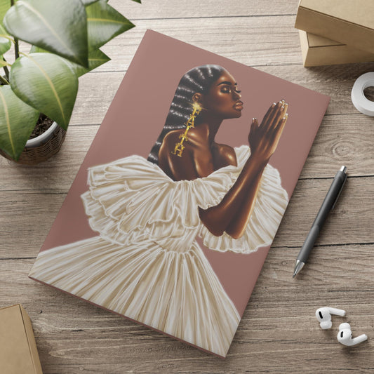 Black woman worshipping god art Hardcover Notebook Sketchbook, Cute Journal for Writing, Inspirational Gift, Fabulous Gift for Her