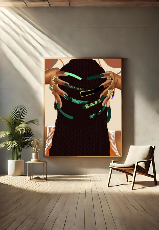 Nail Action And B.A.P.S. 1997 abstract lines art Matte Vertical Posters, black woman wall art, brown abstract art, black girl art