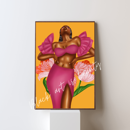 Black Woman in all her essence black girl Art Matte Vertical Posters, African American Woman Decor, Yellow Decor, Office Wall Art