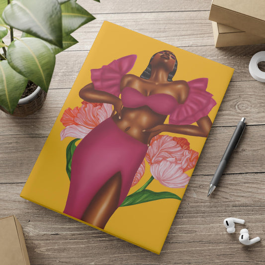 Black woman and spring flowers art Hardcover Notebook, Cute Journal for Writing, Inspirational Gift, Art sketchbook, Fabulous Gift for Her