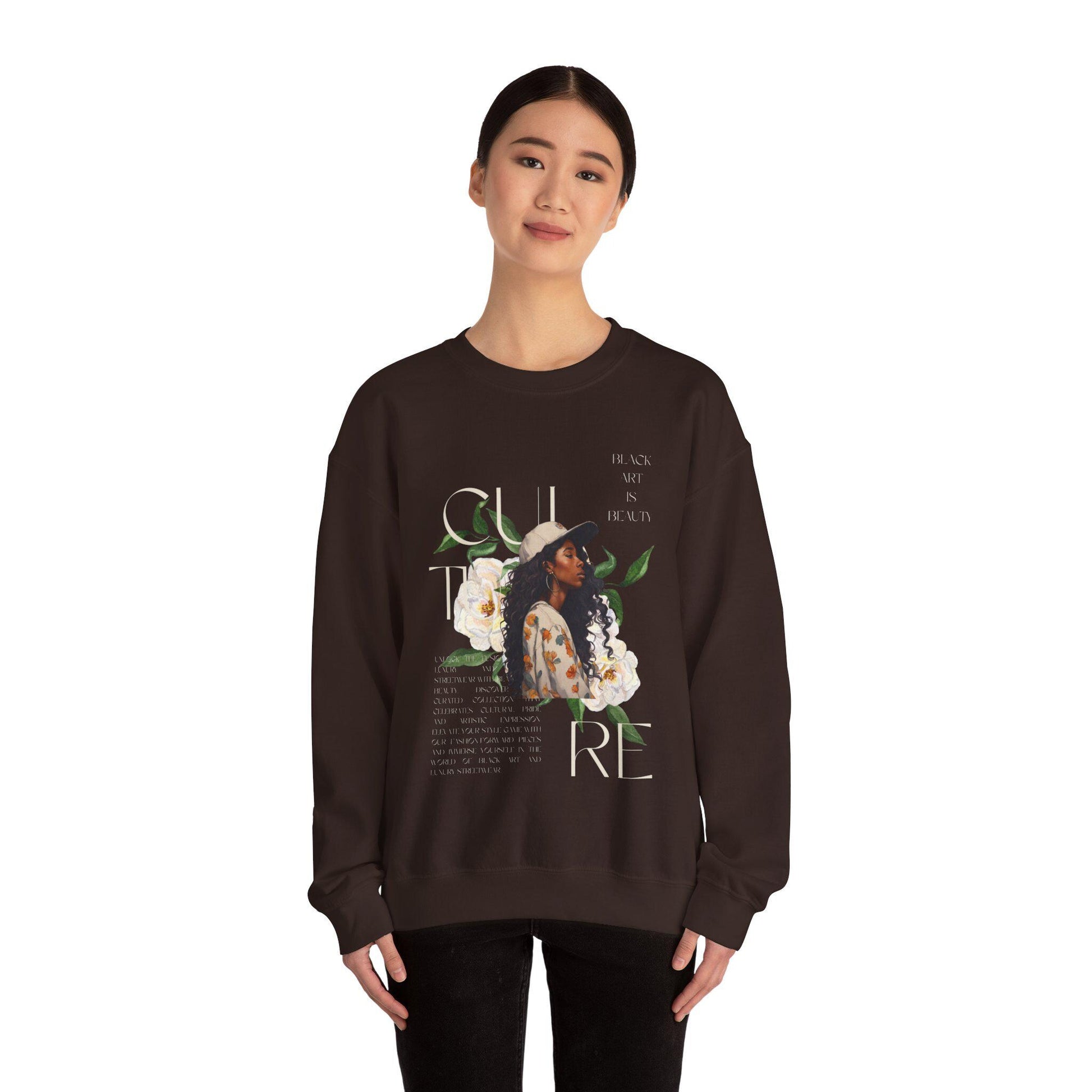 Black art culture vintage Unisex Heavy Blend™ Crewneck Sweatshirt, vintage, holiday sweatshirt, black art graphics on Sweatshirt