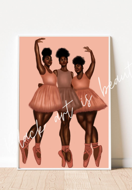 Black Ballerinas little girl Art Matte Vertical Posters, African American Woman Decor,little girl Wall Art, Toddler girl bedroom wall art
