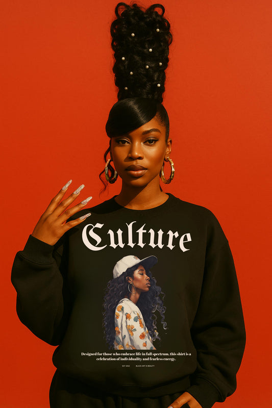Black art culture vintage Unisex Heavy Blend™ Crewneck Sweatshirt, vintage, holiday sweatshirt, black art graphics on Sweatshirt