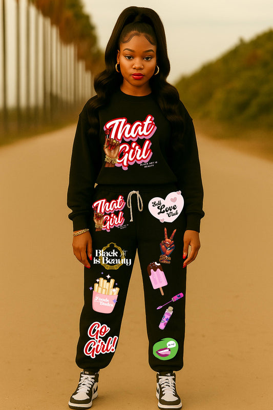That girl Trendy Graphic icon Joggers for Girls, Fun Joggers, Casual Streetwear, Cool Activewear, Gifts for Her, Stylish Lounge Pants