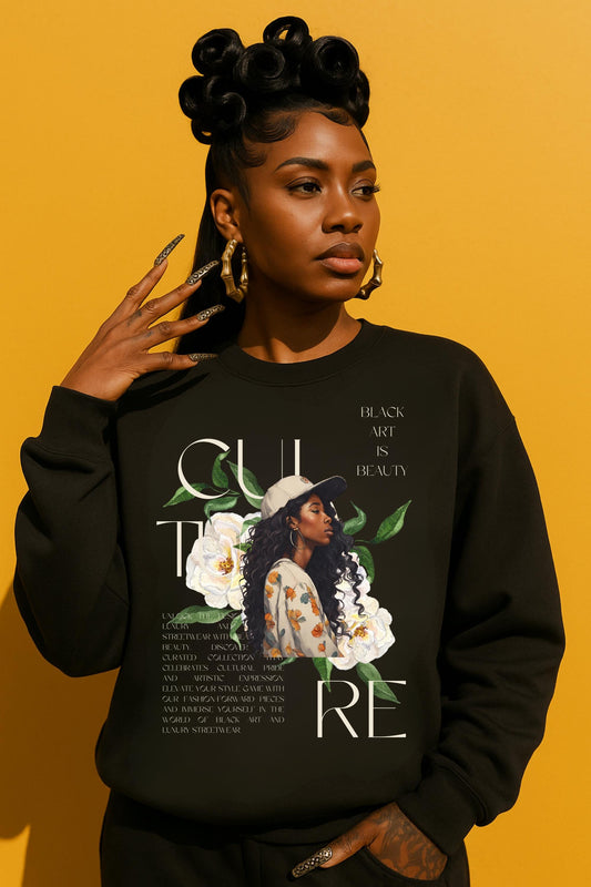 Black art culture vintage Unisex Heavy Blend™ Crewneck Sweatshirt, vintage, holiday sweatshirt, black art graphics on Sweatshirt