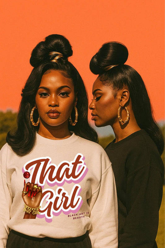 That Girl Graphic Sweatshirt | Heavy Blend Crewneck for Black Women | Empowering Black Girl Magic | Cozy, Faith & Success-Inspired Apparel